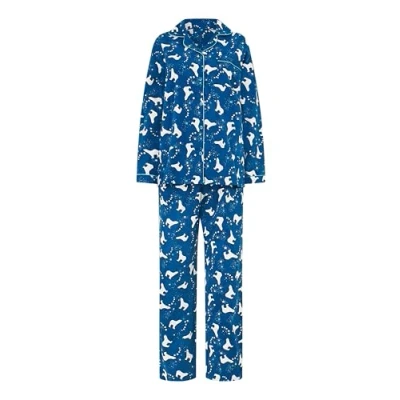 Image of Yumi Navy Polar Bear Brushed Cotton Pyjamas L