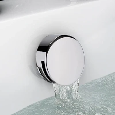 Image of ENKI, W43, Slimline Round Cascade Waterfall Freeflow Bath Filler Waste and Overflow, Tap, With Click Clack Waste, Chrome