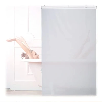 Image of Relaxdays Bathroom Roller Blind, for Shower &amp; Bathtub, Water Repellent, Quick Drying, Ceiling Window, 100x240cm, White