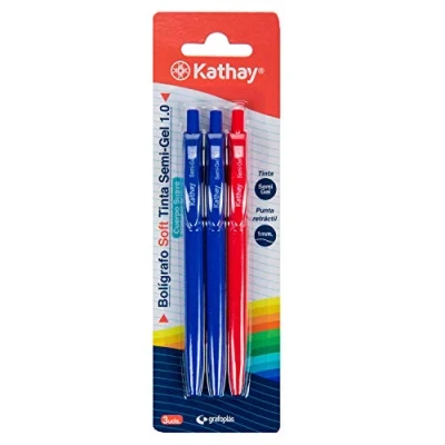 Image of Kathay 86232898 Set of 3 Blue and 1 Red 1mm Retractable Ballpoint Pens