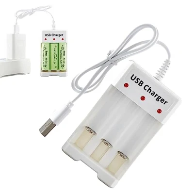 Image of Smileshiney Rechargeable Battery Charger 3 Bay AA AAA Charger,Battery Charging Dock Slot for AA/AAA Batteries, Over Charge Protection