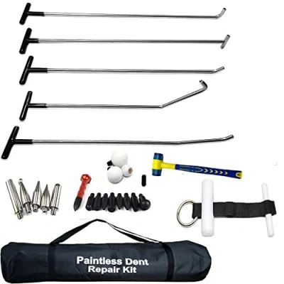 Image of SOTRLO Paintless Dent Repair Tools 5 Pieces of Removal Rods with Awl Head Hail Kit Car Auto Body Dents and Door Ding (Package3)