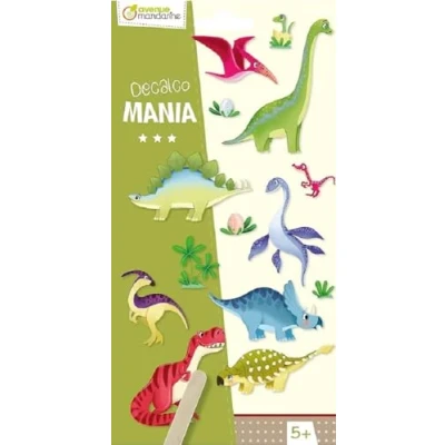 Image of Avenue Mandarine Ref CC047C Decalco Mania Decal Transfers Dinosaurs 2 Sheets Featuring up to 20 Transfers, Instructiomns Included, Suitable for Ages 5+