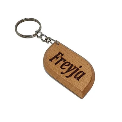 Image of Freyja Personalised Name Engraved Wooden Keyring Keychain Key Ring