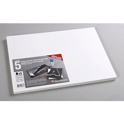 Image of Clairefontaine Ref 193667C Foam Board (Pack of 5 Sheets) A3 (420 x 297mm) in Size, 3mm Thick, Light &amp; Stiff Suitable for Decoration, Framing Model Making, White