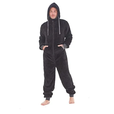 Image of Keanu KM217 B SM Mens Snuggle Fleece Onesie Black