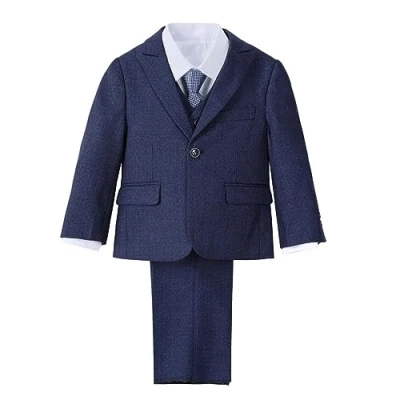 Image of Lito Angels Little Kids Boys Blue Tuxedo Suits &amp; Blazers Formal Dress Wear Wedding Outfit 5 Piece Set Age 2 3 Year (Tag Number 03)