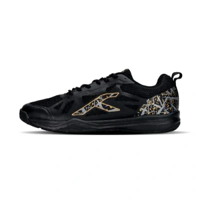 Image of HUNDRED Men&#039;s Blade Non Marking Shoes Badminton, Black/Gold, 11 UK