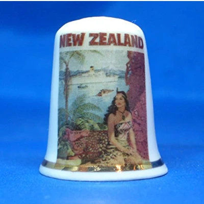 Image of Birchcroft Porcelain China Collectable Thimble Travel Poster New Zealand Free Box