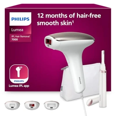 Image of Philips Lumea IPL Hair Removal 7000 Series Device With Satin Compact Pen Trimmer, 3 Attachments Body, Face, And Bikini, Corded Use (Model BRI923/00)