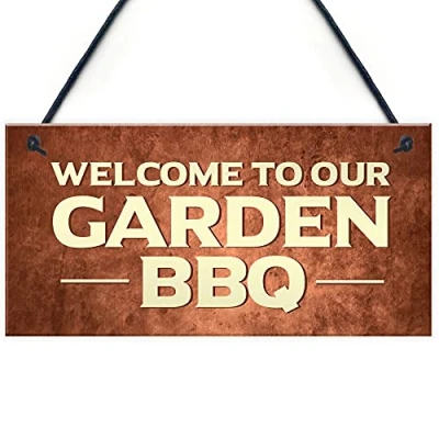 Image of RED OCEAN BBQ Barbecue Sign For Garden Novelty Signs And Plaques Welcome