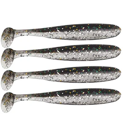 Image of 20 PCS Fishing Soft Lure 7.5cm/2g Plastic T Tail Bait Artificial Worm Swimbait for Bass Trout Walleye Accessory(Black)