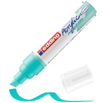 Image of edding 5000 acrylic marker broad turquoise 1 waterproof paint chisel nib 5 10 mm pen for drawing on canvas, art paper and wood markers pebbles