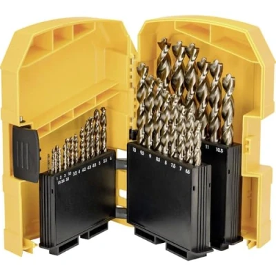 Image of DEWALT DT4957 Kit of 29 HSS Cobalt Drill Bits in Plastic Box, Diameters 1 to 13 mm, Long Life with 5% Cobalt, Compatible Cordless and Drills