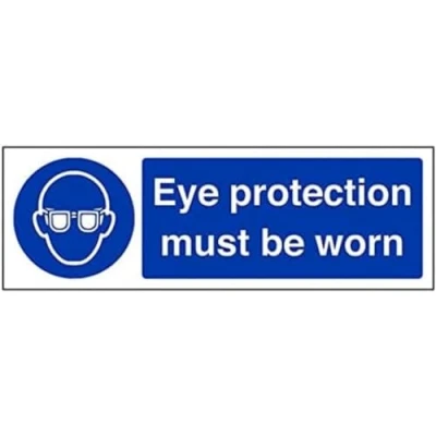 Image of V Safety Mandatory PPE Eye Protection Must Be Worn 600 x 200 mm Sign