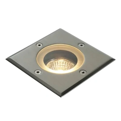 Image of Saxby Pillar 50W Square Polished Stainless Steel IP65 Outdoor Decking Driveway Recessed Buried Uplighter