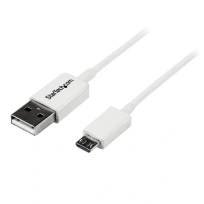 Image of StarTech.com 2m White Micro USB Cable Cord A to B Charging Data 2.0 1x Male, Male (USBPAUB2MW)