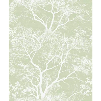 Image of Whispering Trees Wallpaper Green White Glitter Textured Sparkle Forest Y�L