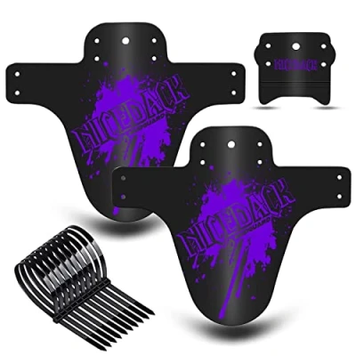 Image of NICEDACK Mud Guard, 2PCS MTB Bicycle Mudguards for 26&quot; 650B 27.5&quot; 29&quot; Mountain Bike Rear and Front Mudguard Fender (Purple, Matte Surface)