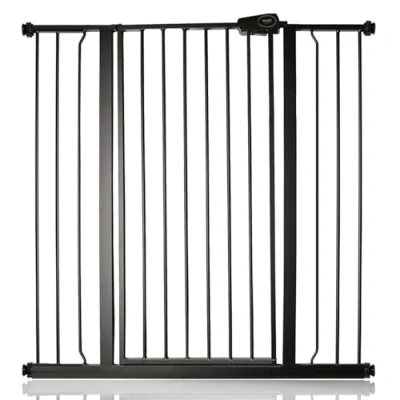 Image of Bettacare Child and Pet Gate, 100.8cm 108.4cm, Matt Black, Extra Tall Gate 104cm in Height, Pressure Fit Stair Baby Suitable for Dog or Barrier, Easy Installation