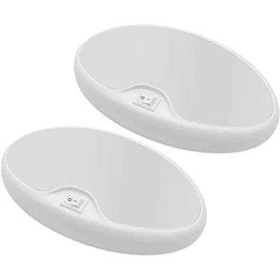 Image of Dream Lighting 12v LED Lights for Caravan Campervan Boat Camper Van Warm White 3500K Ceiling Light Fitting with Switch IP44 Interior Set of 2