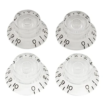 Image of Musiclily Pro Metric Size 18 Splines Guitar Bell Top Hat Knobs for Epiphone Les Paul SG Style, Transparent (Set of 4)