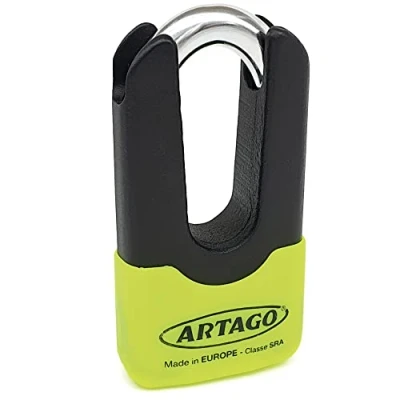 Image of Artago 69X State of The Art Motorcycle Disc Lock Plus Deterrent, SRA, Sold Secure &amp; ART4 Approved, Bunker Selection, Maximum Resistance Tested MONOBLOK Forged Steel Body, Anti Theft Wheel Brake