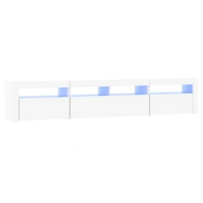 Image of vidaXL White TV Cabinet with LED Lights Contemporary Design Engineered Wood Living Room Media Stand Ample Storage