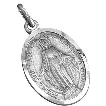 Image of Medal Silver Our Lady Medal16 mm x 20 high. Sterling Miraculous