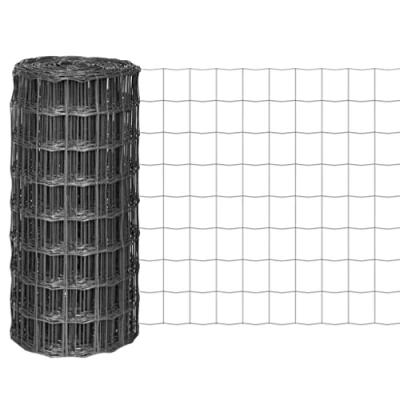 Image of vidaXL Euro Fence Panel Screen Barrier 10x0.8 m Grey PVC Coated Steel Mesh, Rust &amp; UV Resistant, 100x100 mm Mesh for Garden/Farm