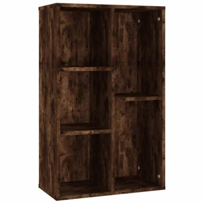 Image of vidaXL Book Cabinet/Sideboard in Smoked Oak, Versatile Storage Unit with 5 Compartments Engineered Wood for Living Room, Bedroom, Office