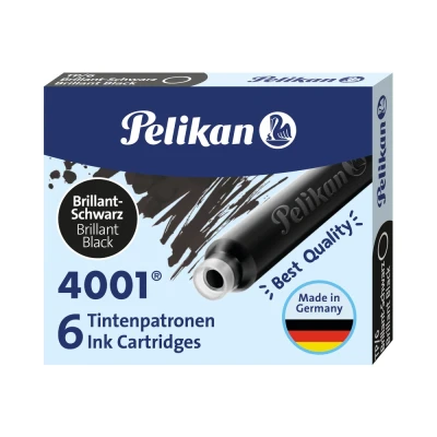 Image of Pelikan 301218 Ink Cartridges 4001 TP/6 Brilliant Black (Pack of 6)