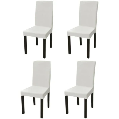 Image of vidaXL Straight Stretchable Chair Cover 4 pcs Cream
