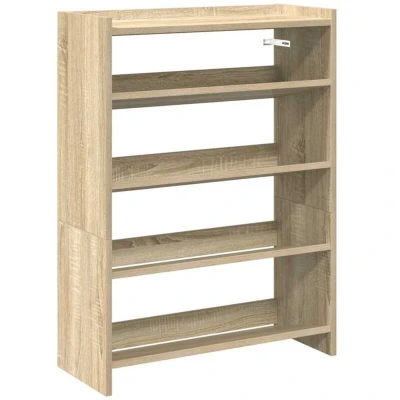 Image of vidaXL shoe rack sonoma oak 80x25x61.5 cm engineered wood modern freestanding entryway storage, space saving design