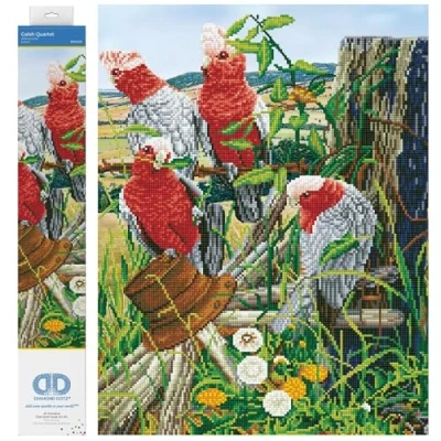 Image of DIAMOND DOTZ Painting Kit: Intermediate, DD12, Galah Quartet, 47x57cm