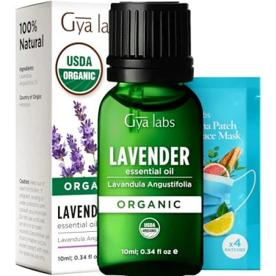 Image of Gya Labs Organic Lavender Essential Oil for Diffuser &amp; Skin Aromatherapy Feelings of Relaxation Hair (10ml)