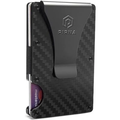 Image of PIRNA Minimalist Carbon Fiber Wallet Men&#039;s Slim Credit Card Holder Front Pocket RFID Blocking Wallets for Men UK