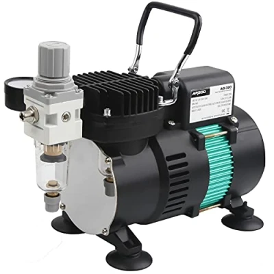 Image of Airgoo Luxury Aibrush Compressor AG 320 with Two Cooling Fans, Regulator, Moisture Trap for Hobby, Food Decoration, Tattoo, Graphic and so on