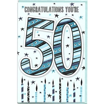 Image of Happy Birthday Greeting Card for Him 50th 14 x 20 cm