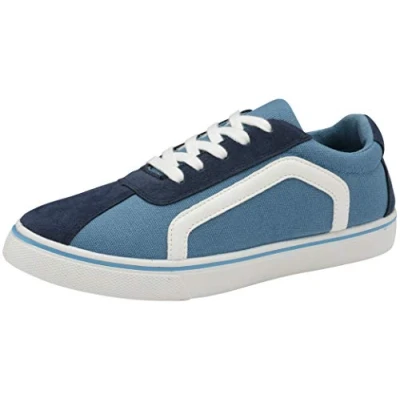 Image of Womens Ladies Canvas Trainers Lace Up Pumps Casual Plimsolls Memory Foam Fashion Skater Shoes Sneakers (5 UK, Blue)