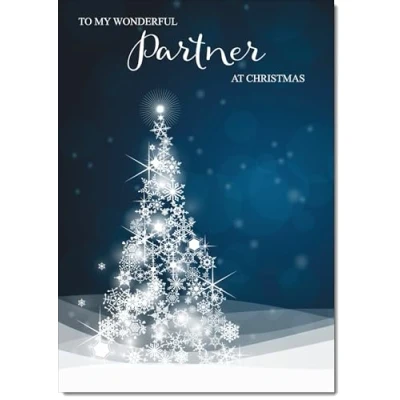 Image of doodlecards Partner Christmas Card Blue Contemporary Tree Large A4 Size for with Plain Envelope