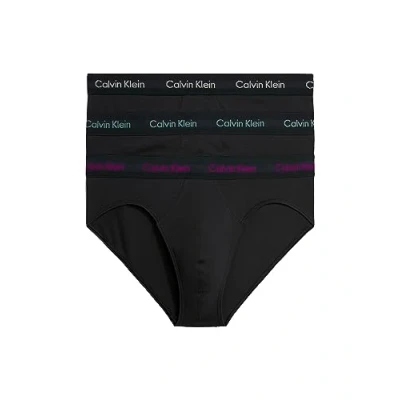 Image of Calvin Klein Men Hip Briefs Stretch Cotton Pack of 3, Black (B Wild Aster, Auth Grey, Arctic Lg), XS