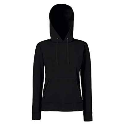 Image of Fruit of the Loom Women&#039;s Lady fit Hooded Sweat Sweatshirt, Opaque, Black, S