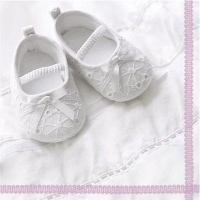 Image of 20 Napkins Baby Shoes Pink / Girl Birth Christening 33 x cm