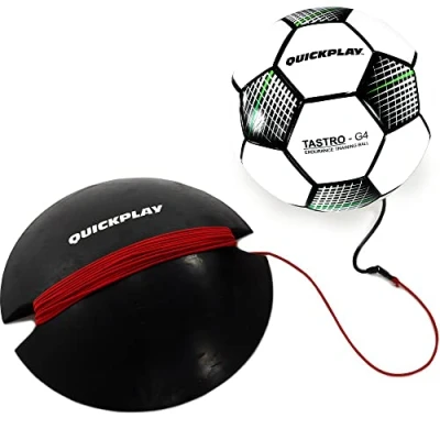 Image of QUICKPLAY Replay Football Training Ball Size 5 Adjustable Bungee Elastic with Base Weight The Ultimate Hands Free Kick Trainer