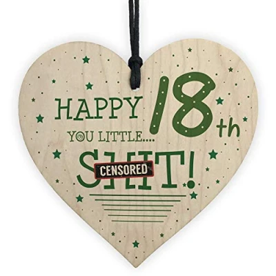 Image of RED OCEAN Funny Rude 18th Birthday Card For Son Daughter Wooden Heart Gift