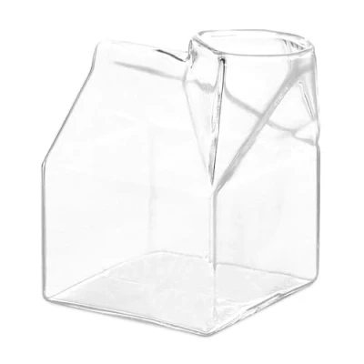 Image of 8.7Oz Glass Milk Creamer Pitcher,Cocktail Carton Glasses,Clear Kawaii Cup House Shape Mug Jug Mini Pitcher Container for Juice Wine Coffee