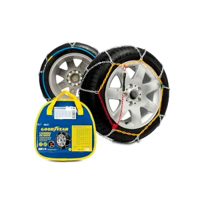 Image of Goodyear Set of 2 x 9 mm Metallic Car Snow Chains Size 80 with Automatic Tensioner