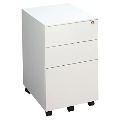 Image of Office Hippo 3 Drawer Under Desk Mobile Filing Pedestal, Steel, White