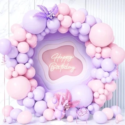 Image of Teselife Pink Purple Balloons, 119Pcs Pastel Macaron Baby and Balloon Arch Garland Kit For Girl Women Kid Bridal Shower Engagement Anniversary Wedding Birthday Party Valentine Supply